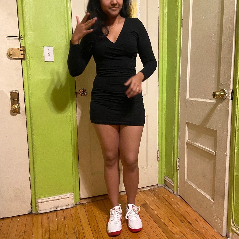 Vintage American Apparel Stretch Mini V- Neck Dress